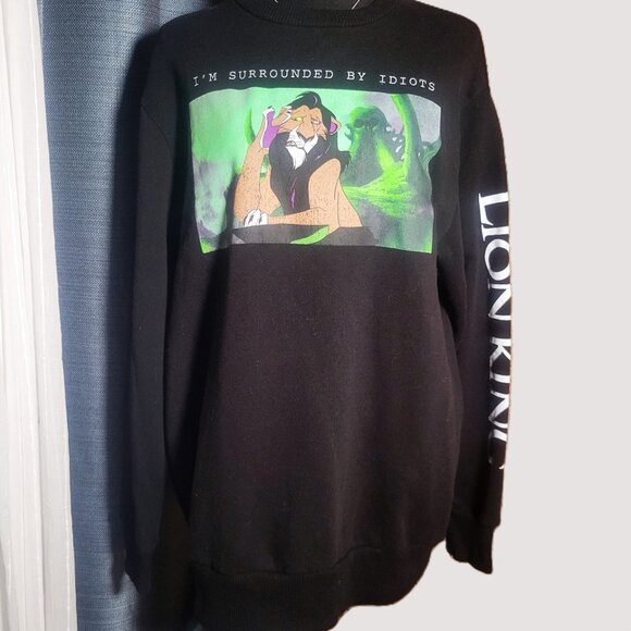 Disney's Lion King "I'm Surrounded by Idiots" Crewneck Black Sweatshirt - S/M - Picture 3 of 10